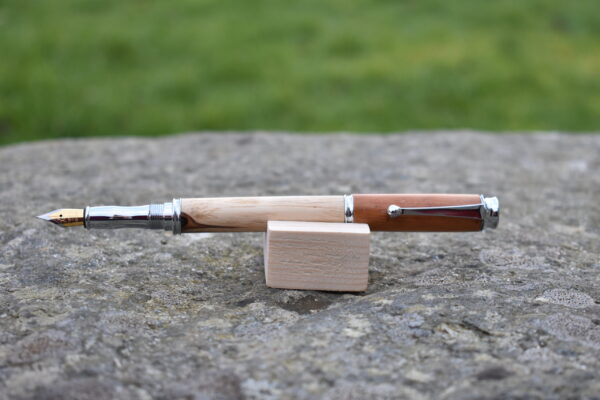 James Billings Furniture Yew wood and Chrome Rollerball Pen
