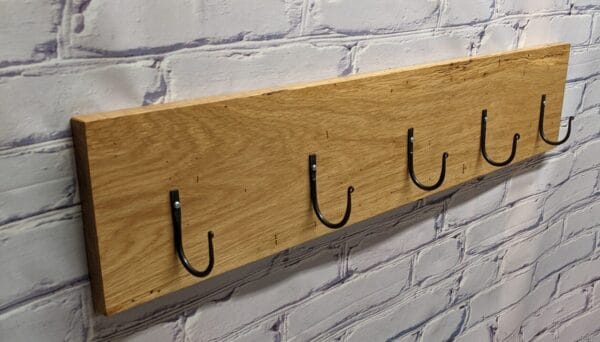 Forged coat hooks on rustic oak - Image 3