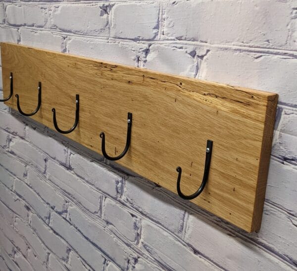 Forged coat hooks on rustic oak - Image 2